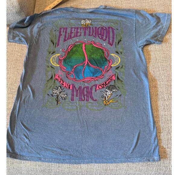 Fleetwood Mac Short Sleeve Acid Washed Blue Graphic Grunge Band T-Shirt Large - Picture 2 of 8